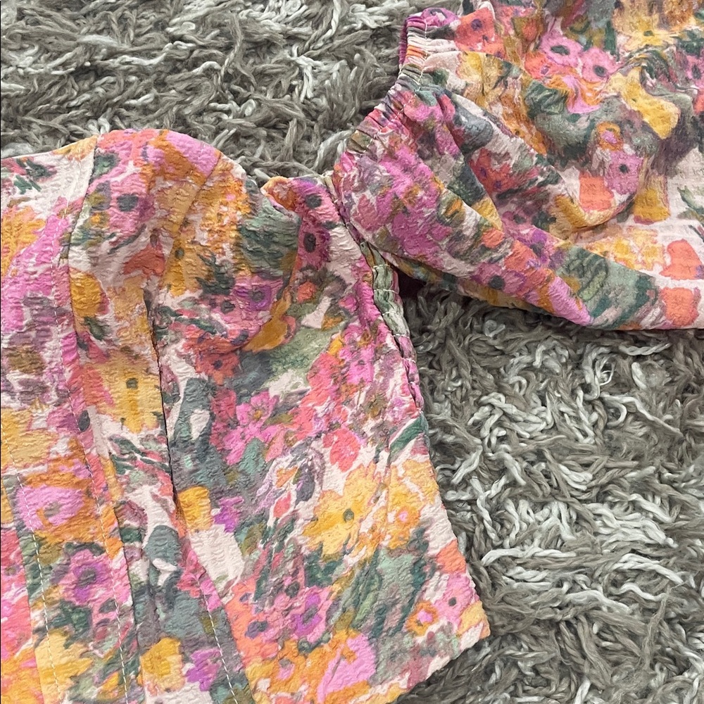 Wild Fable floral crop top corset bubble sleeves size XXS NWT - Picture 4 of 6